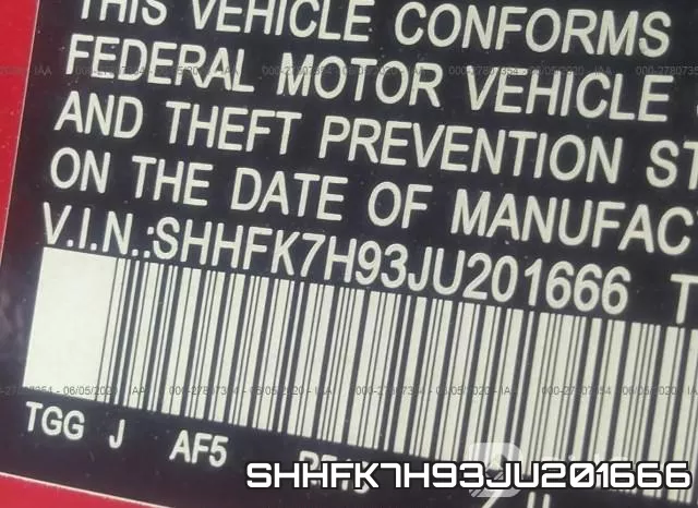 SHHFK7H93JU201666 фото 10