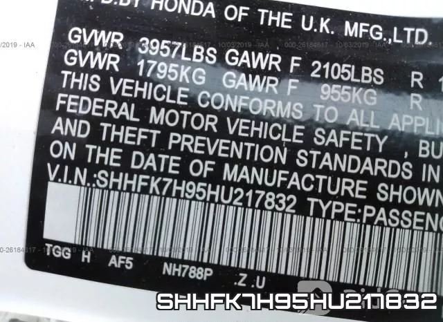 SHHFK7H95HU217832 фото 10