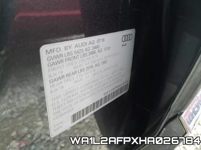 WA1L2AFPXHA026784 фото 2
