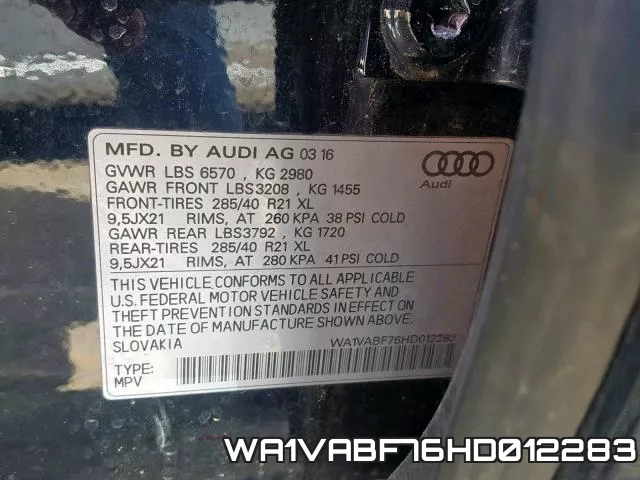 WA1VABF76HD012283 фото 2