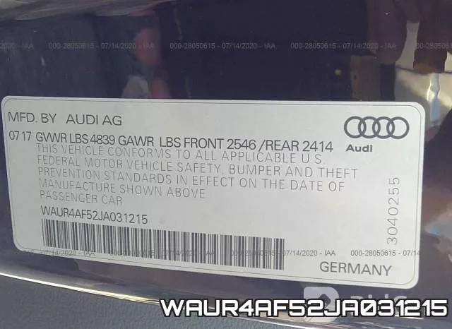 WAUR4AF52JA031215 фото 10