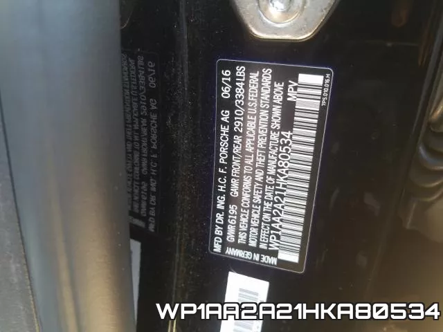 WP1AA2A21HKA80534 фото 2
