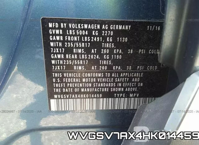 WVGSV7AX4HK014459 фото 10