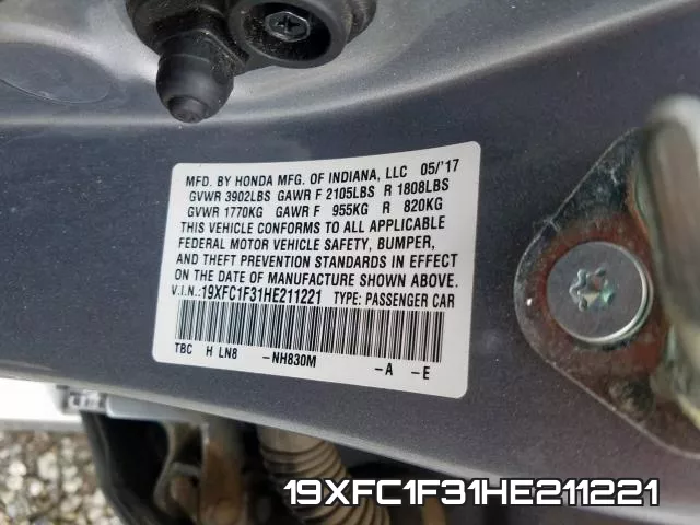 19XFC1F31HE211221 фото 2