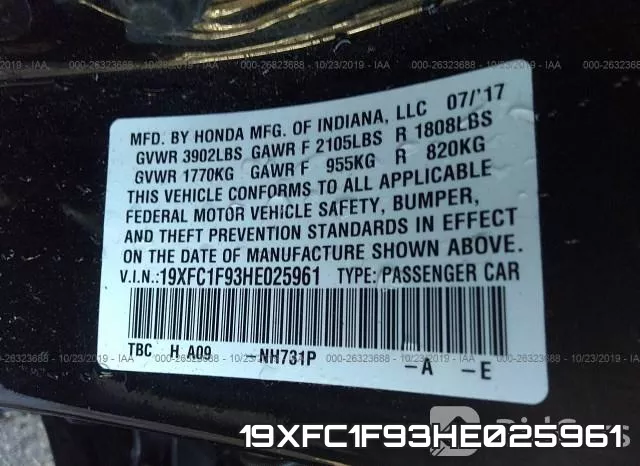 19XFC1F93HE025961 фото 10