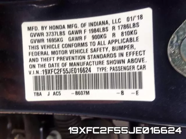 19XFC2F55JE016624 фото 2