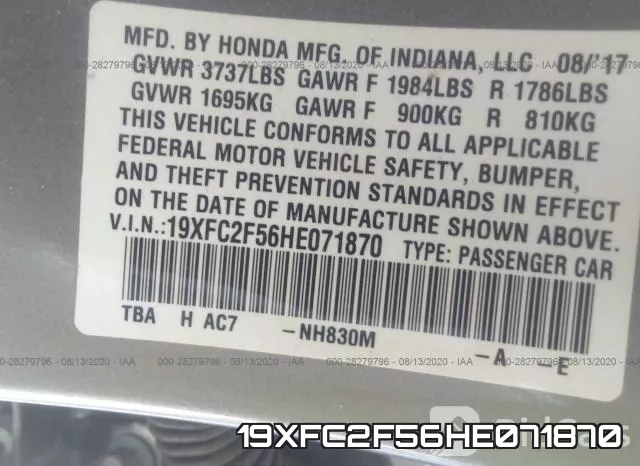 19XFC2F56HE071870 фото 10