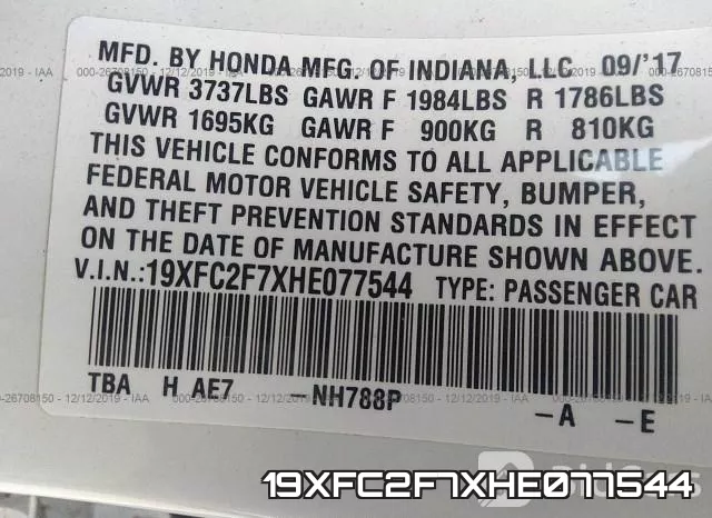 19XFC2F7XHE077544 фото 10