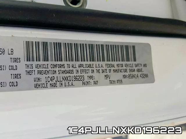 1C4PJLLNXKD196223 фото 2