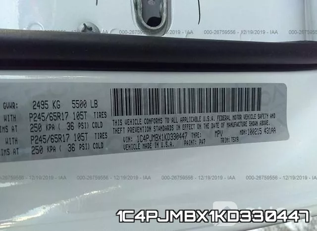 1C4PJMBX1KD330447 фото 10