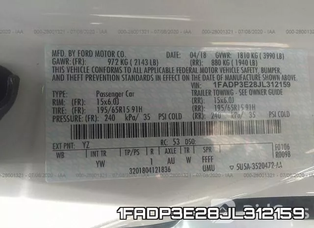 1FADP3E28JL312159 фото 10