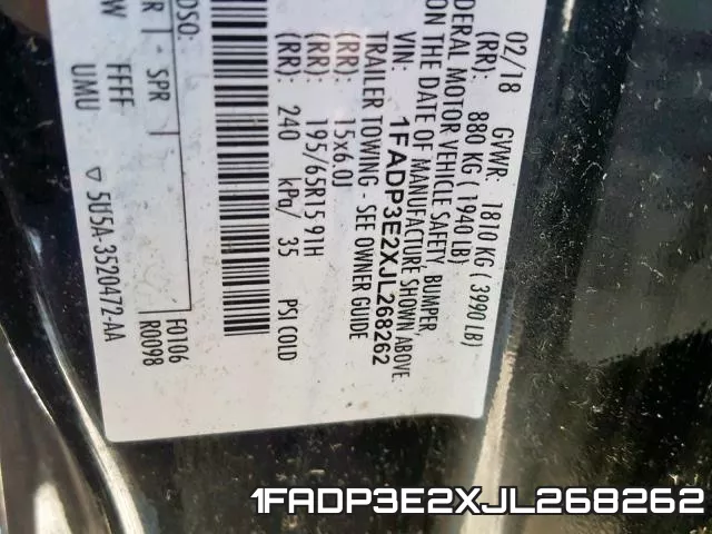 1FADP3E2XJL268262 фото 2