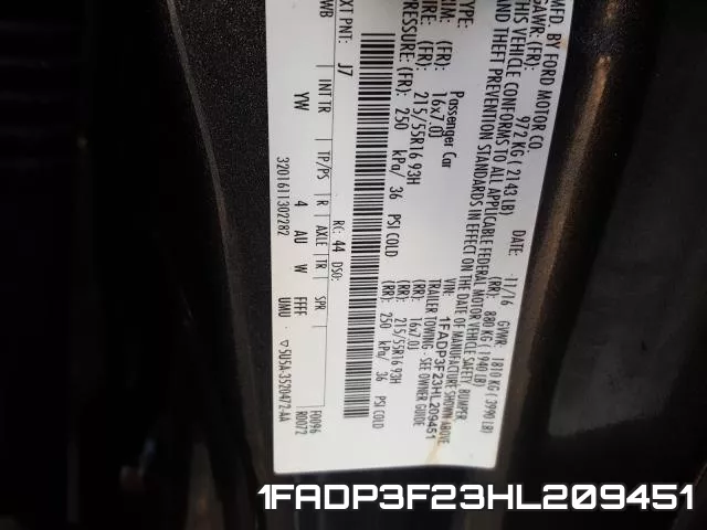 1FADP3F23HL209451 фото 2