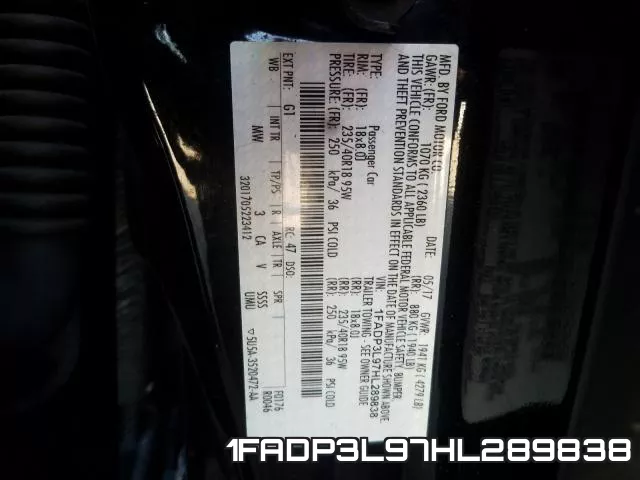 1FADP3L97HL289838 фото 2