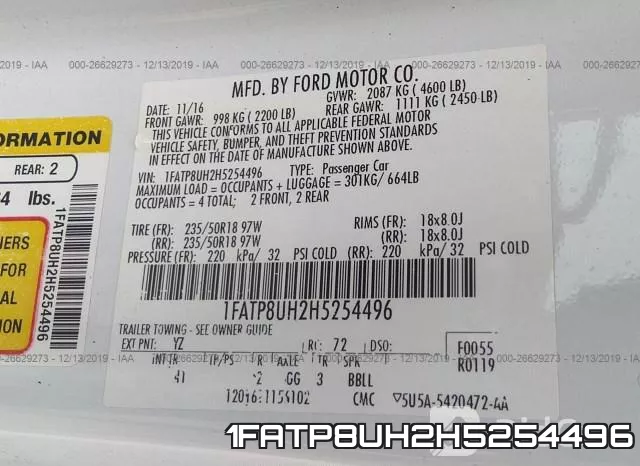 1FATP8UH2H5254496 фото 10