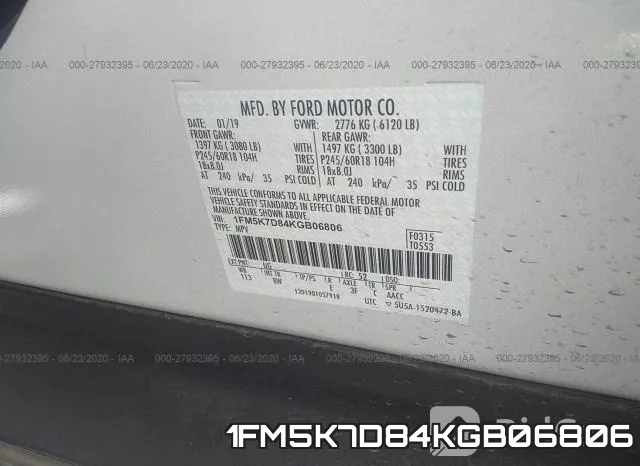 1FM5K7D84KGB06806 фото 10