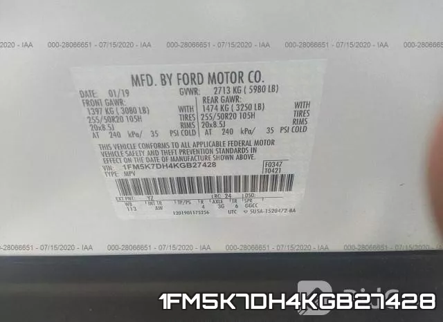 1FM5K7DH4KGB27428 фото 10