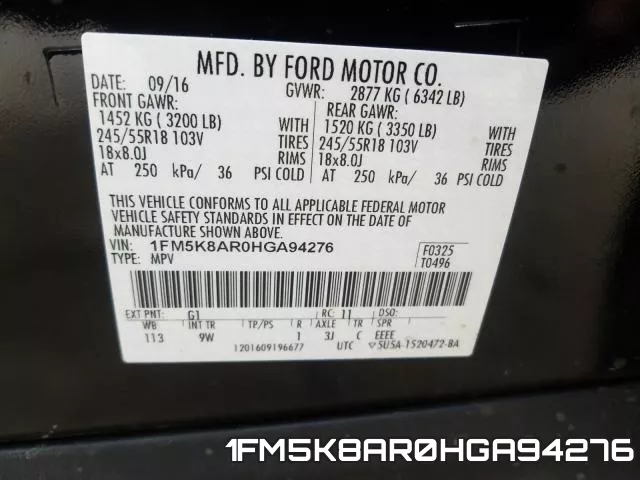 1FM5K8AR0HGA94276 фото 2