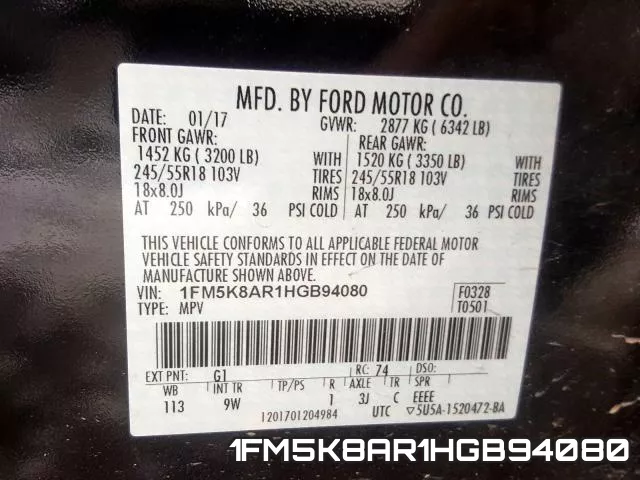 1FM5K8AR1HGB94080 фото 2