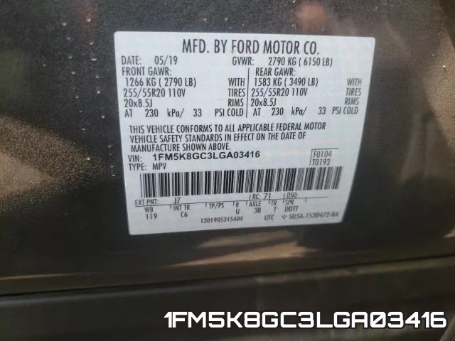 1FM5K8GC3LGA03416 фото 2