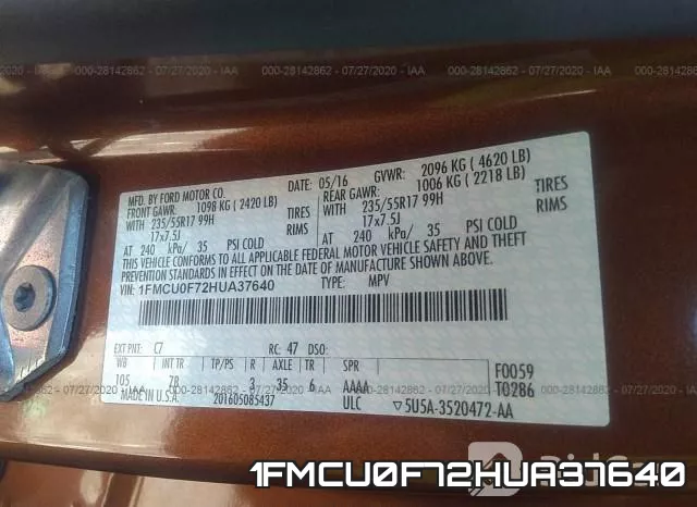 1FMCU0F72HUA37640 фото 10
