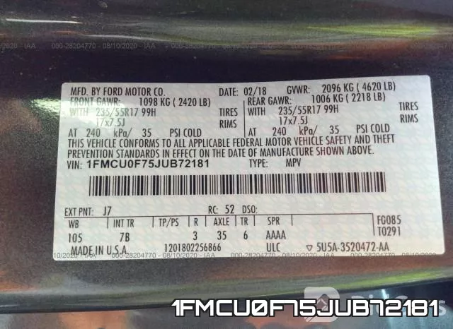 1FMCU0F75JUB72181 фото 10