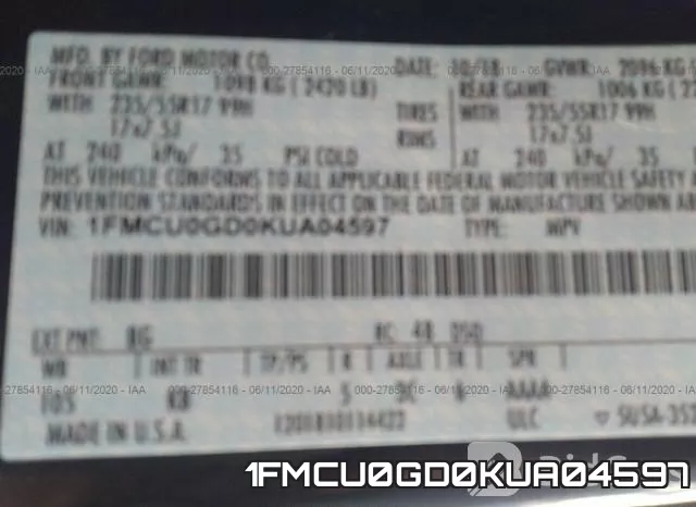 1FMCU0GD0KUA04597 фото 10