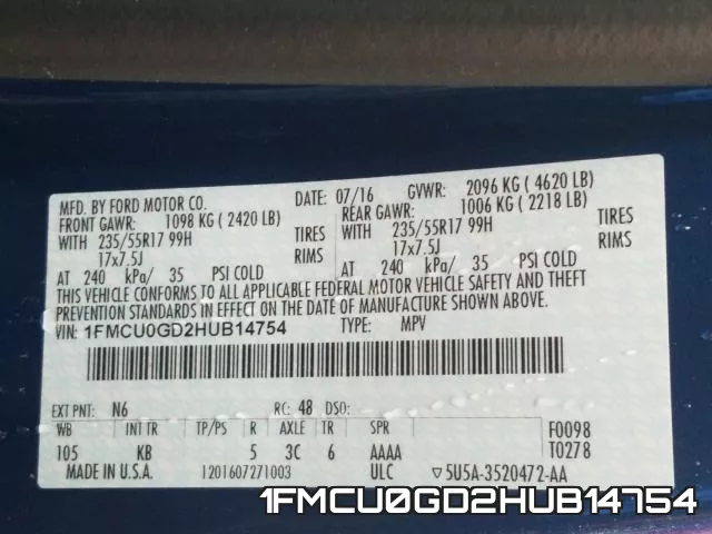 1FMCU0GD2HUB14754 фото 2