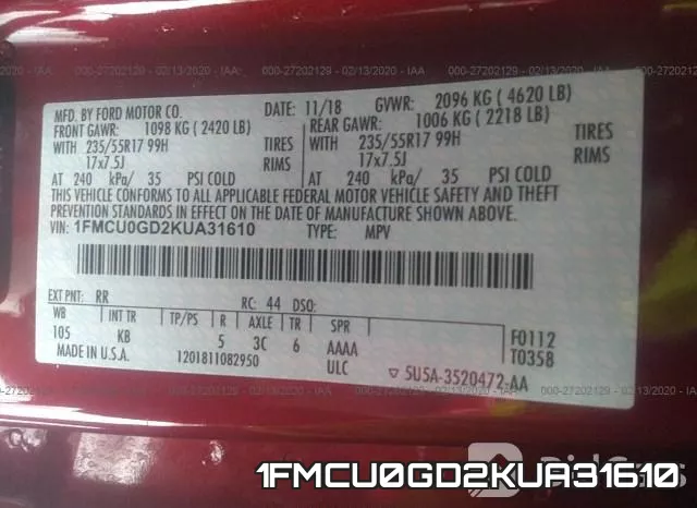 1FMCU0GD2KUA31610 фото 10