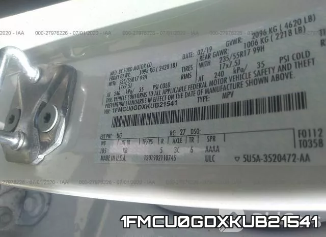 1FMCU0GDXKUB21541 фото 10