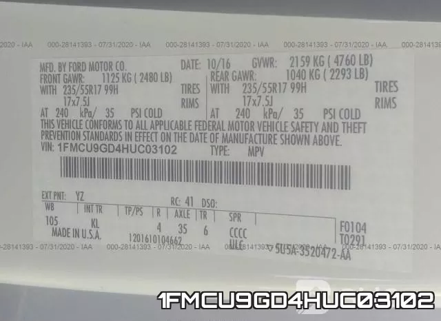 1FMCU9GD4HUC03102 фото 10
