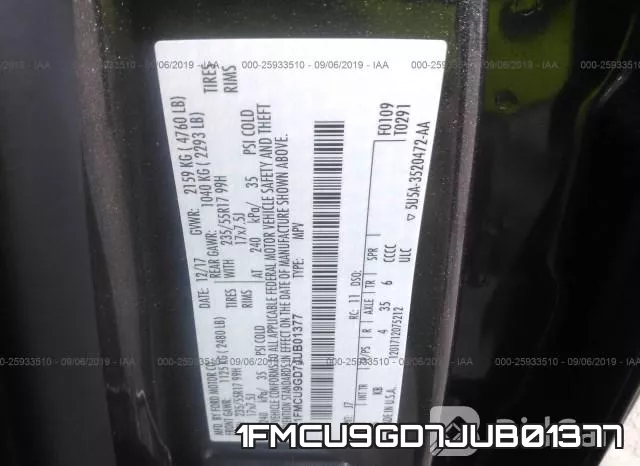 1FMCU9GD7JUB01377 фото 10