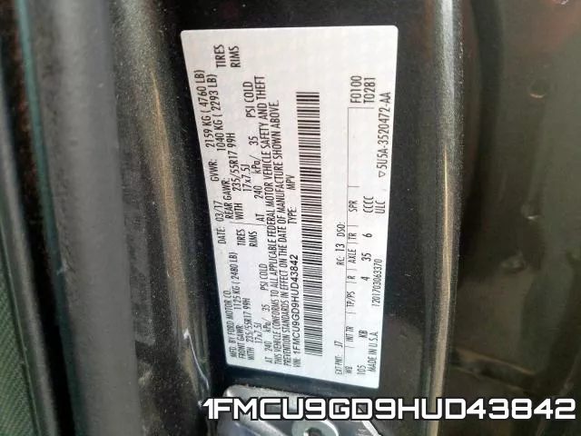 1FMCU9GD9HUD43842 фото 2