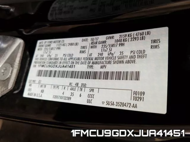 1FMCU9GDXJUA41451 фото 2