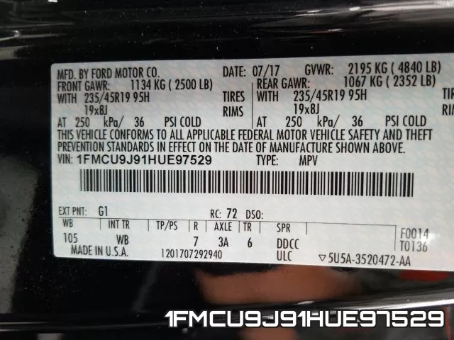 1FMCU9J91HUE97529 фото 2
