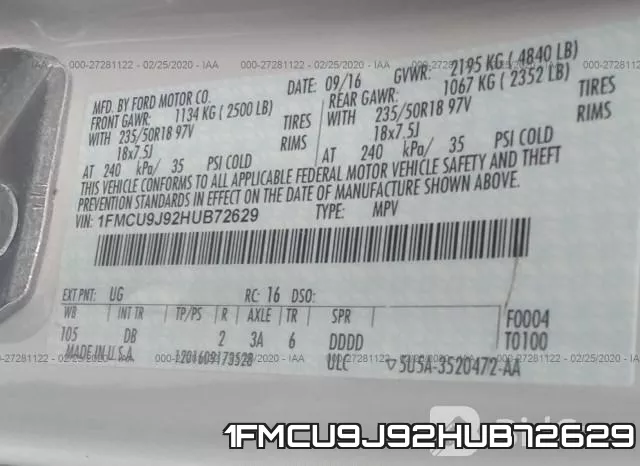1FMCU9J92HUB72629 фото 10