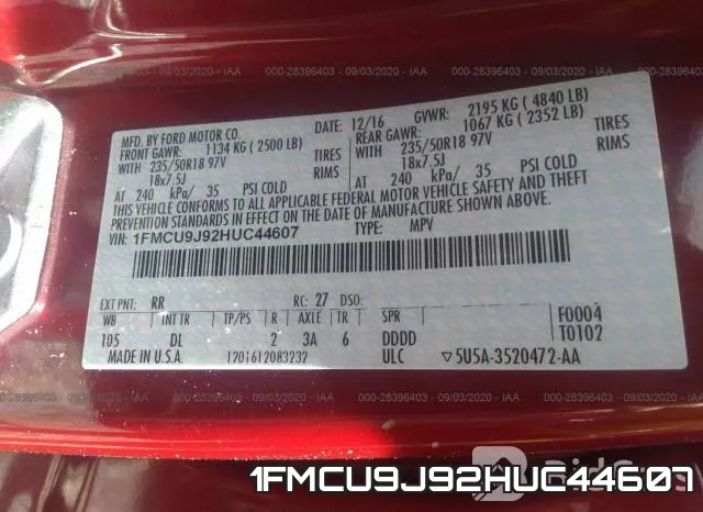 1FMCU9J92HUC44607 фото 10