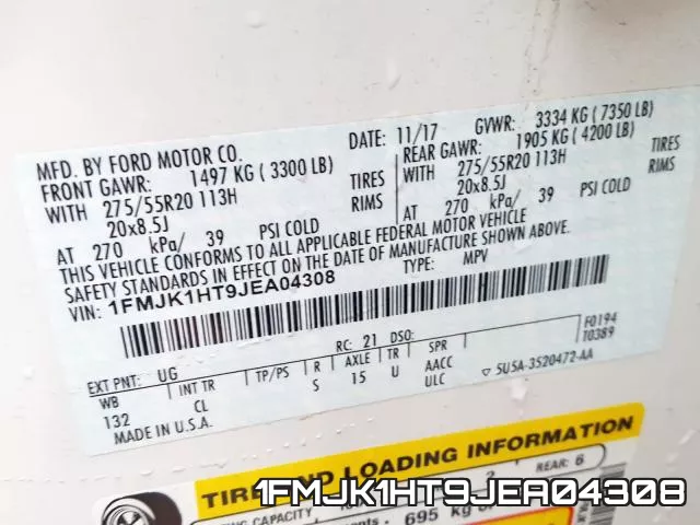 1FMJK1HT9JEA04308 фото 2