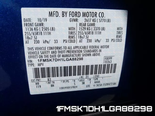 1FMSK7DH1LGA88298 фото 2