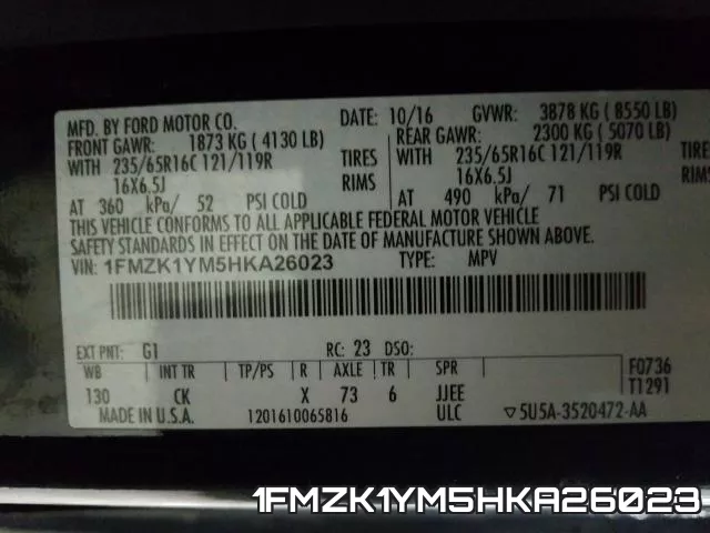 1FMZK1YM5HKA26023 фото 2