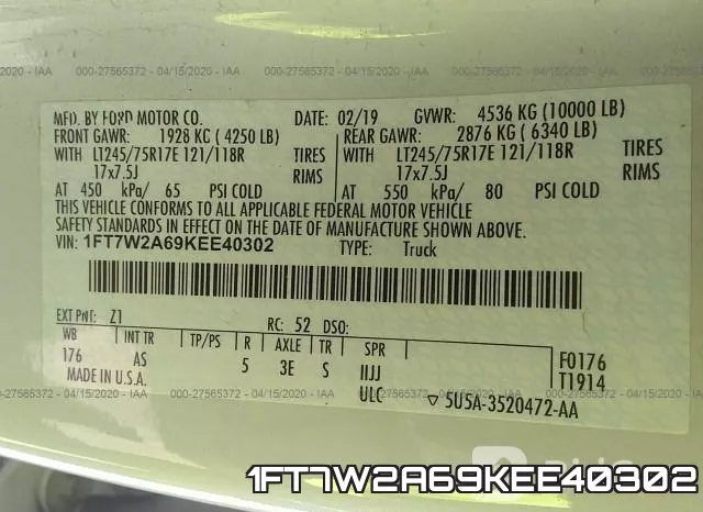 1FT7W2A69KEE40302 фото 10