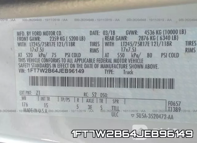 1FT7W2B64JEB96149 фото 10