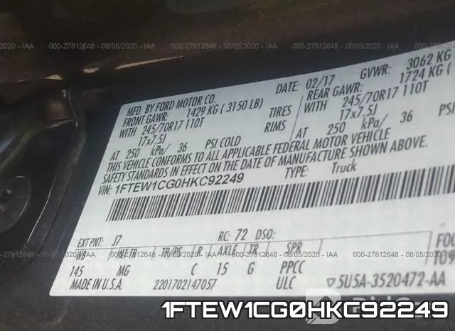 1FTEW1CG0HKC92249 фото 10