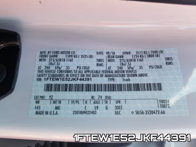 1FTEW1E52JKF44391 фото 2