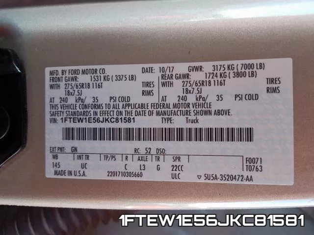 1FTEW1E56JKC81581 фото 2