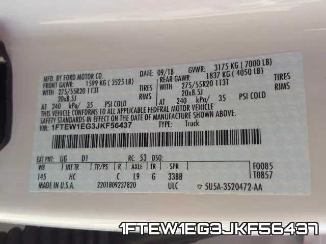 1FTEW1EG3JKF56437 фото 2