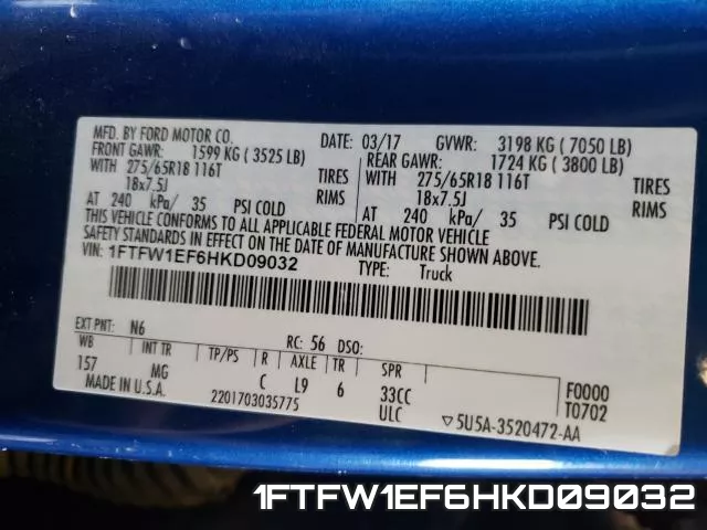 1FTFW1EF6HKD09032 фото 2