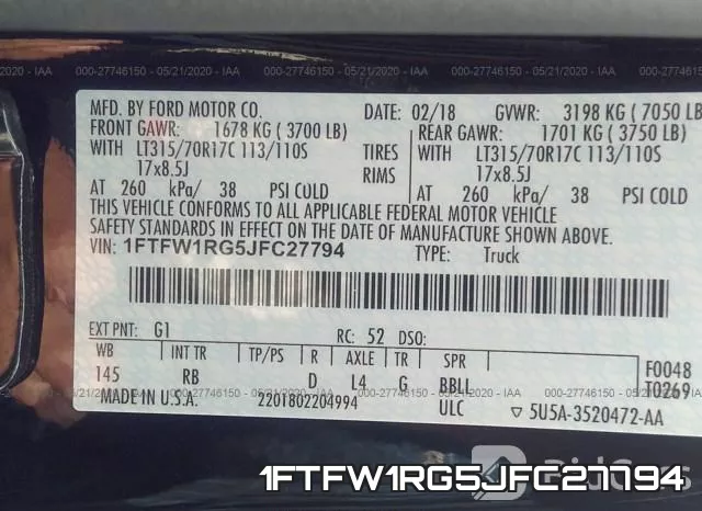 1FTFW1RG5JFC27794 фото 10