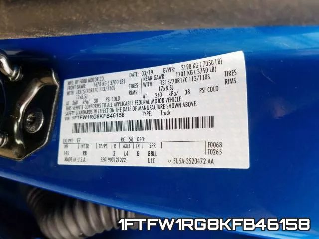 1FTFW1RG8KFB46158 фото 2