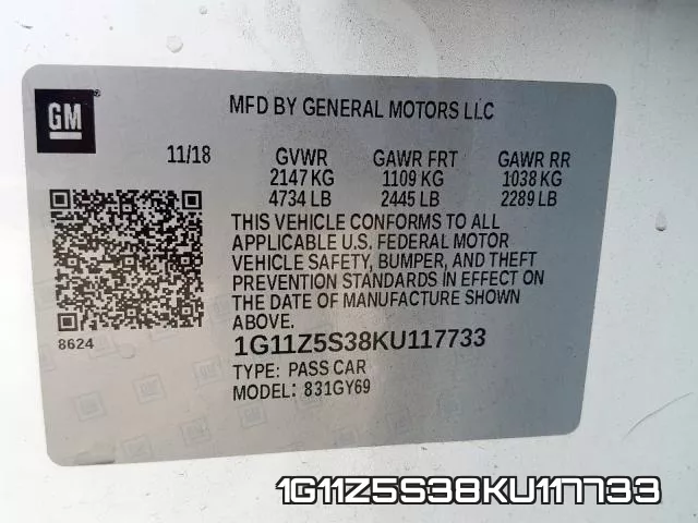 1G11Z5S38KU117733 фото 2